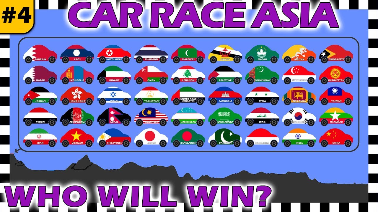 Country Cars Race Asia 2018 Part 4 - Algodoo - Who Will Win?