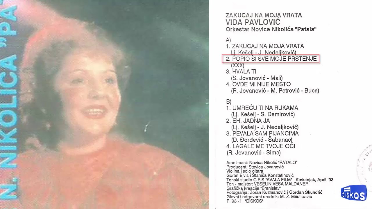 Vida Pavlovic - Popio si sve moje prstenje - (Audio 1993)