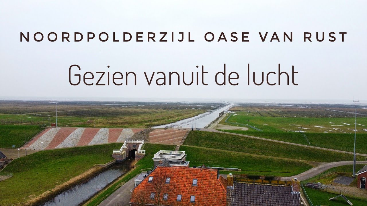 Drone opnames van Noordpolderzijl nabij Usquert. De kleinste zeehaven van Nederland