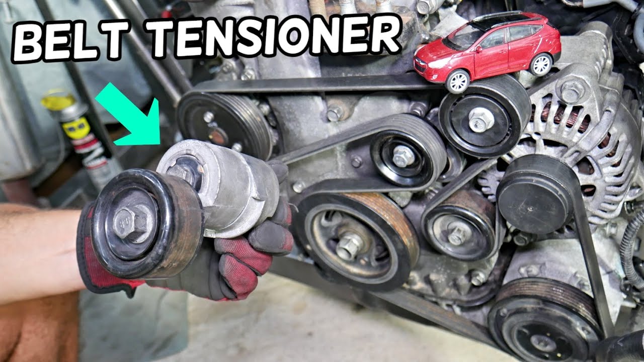 HYUNDAI TUCSON SERPENTINE BELT TENSIONER REPLACEMENT REMOVAL