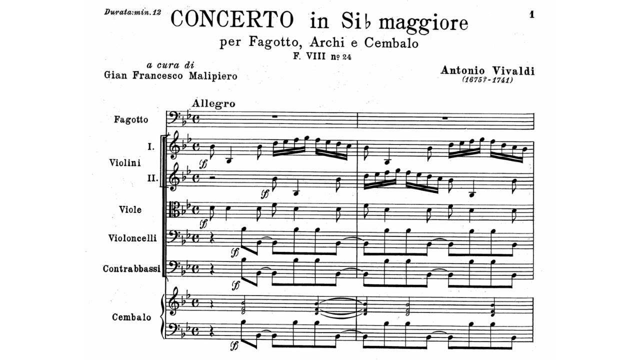 Antonio Vivaldi: Bassoon Concerto in Bb Major, RV 502