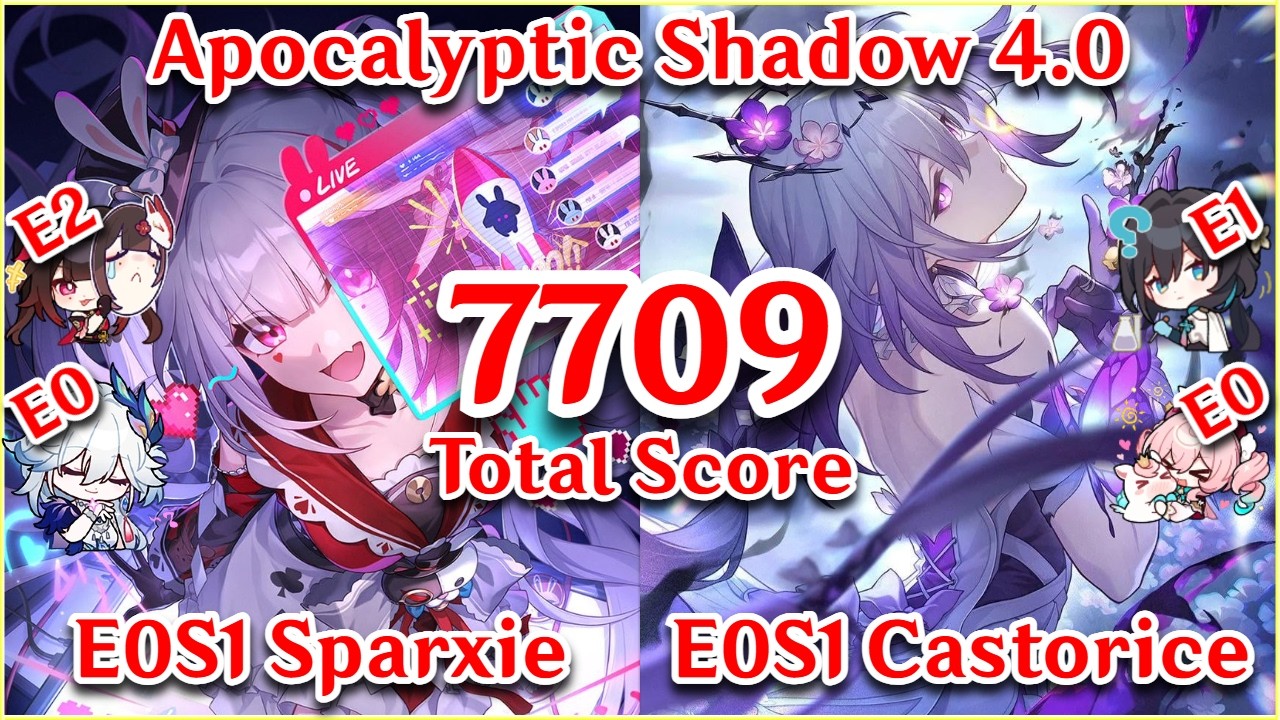 Apocalyptic Shadow 4.0 - E0S1 Sparxie x E0S1 Castorice 7709 Total Score Clear | Honkai Star Rail
