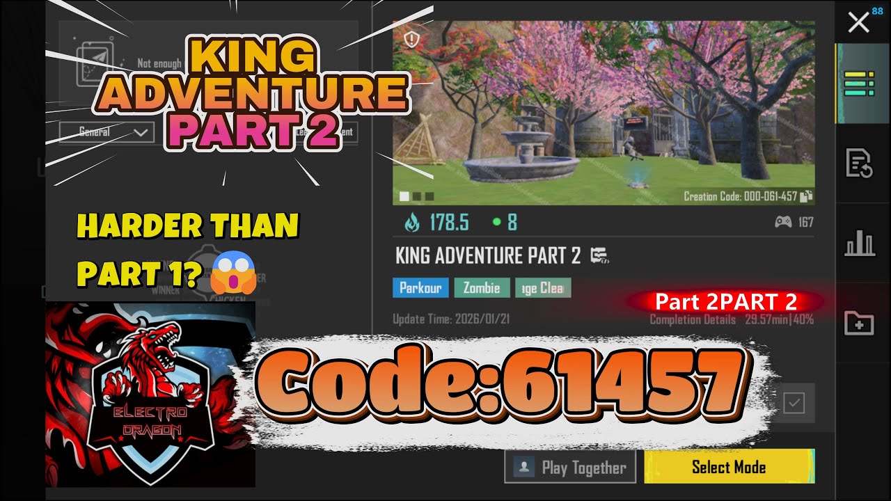 KING ADVENTURE PART 2 👑🔥 | BGMI WOW Epic Adventure Parkour | Code 61457 | The King Returns 😱