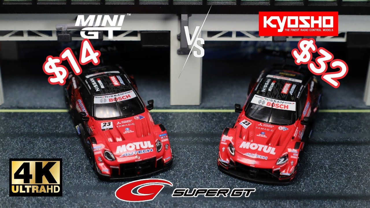 Mini GT против Kyosho 1:64 - Nissan Z GT500 #23 l Cinema Shot 4K Die-cast