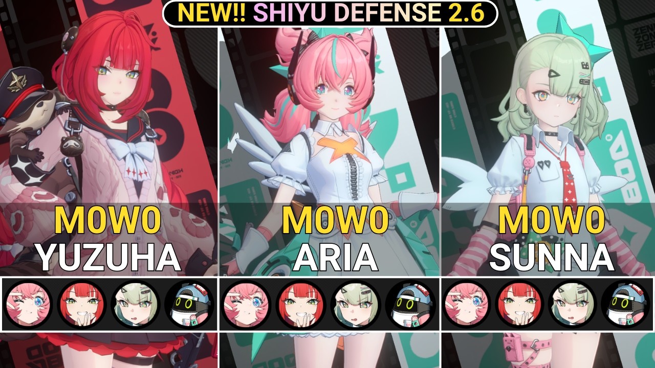 NEW CHARACTER! M0W0 Aria X Yuzuha X Sunna Showcase | NEW! Shiyu Defense ZZZ 2.6