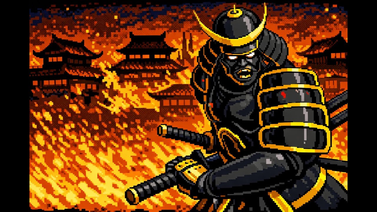 Lind Erebros / Shadow Fight 2 — Burning Town (16-bit retro cover / AI)