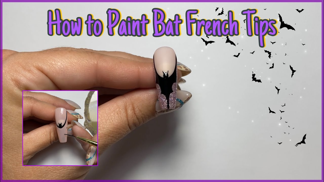 Bat French Tip Halloween Nails!
