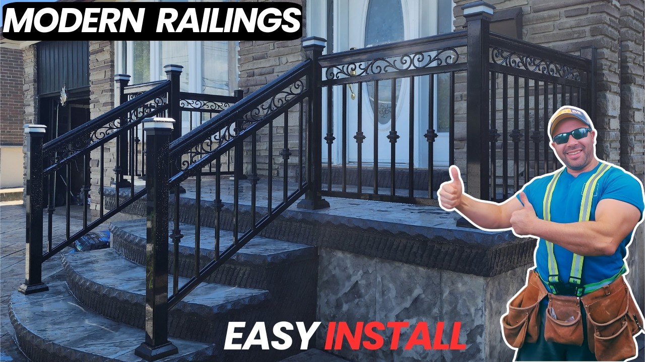 You Won’t Believe This Custom Black Railing Installed on a Concrete Deck #decking #home #railing