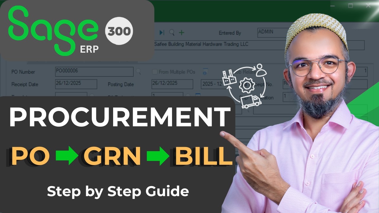 Sage 300 Purchase Module | PO Receipt and Inventory Flow Explained #erp #sage300