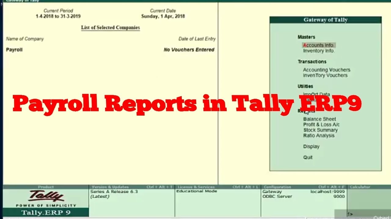 Payroll Reports in Tally ERP9