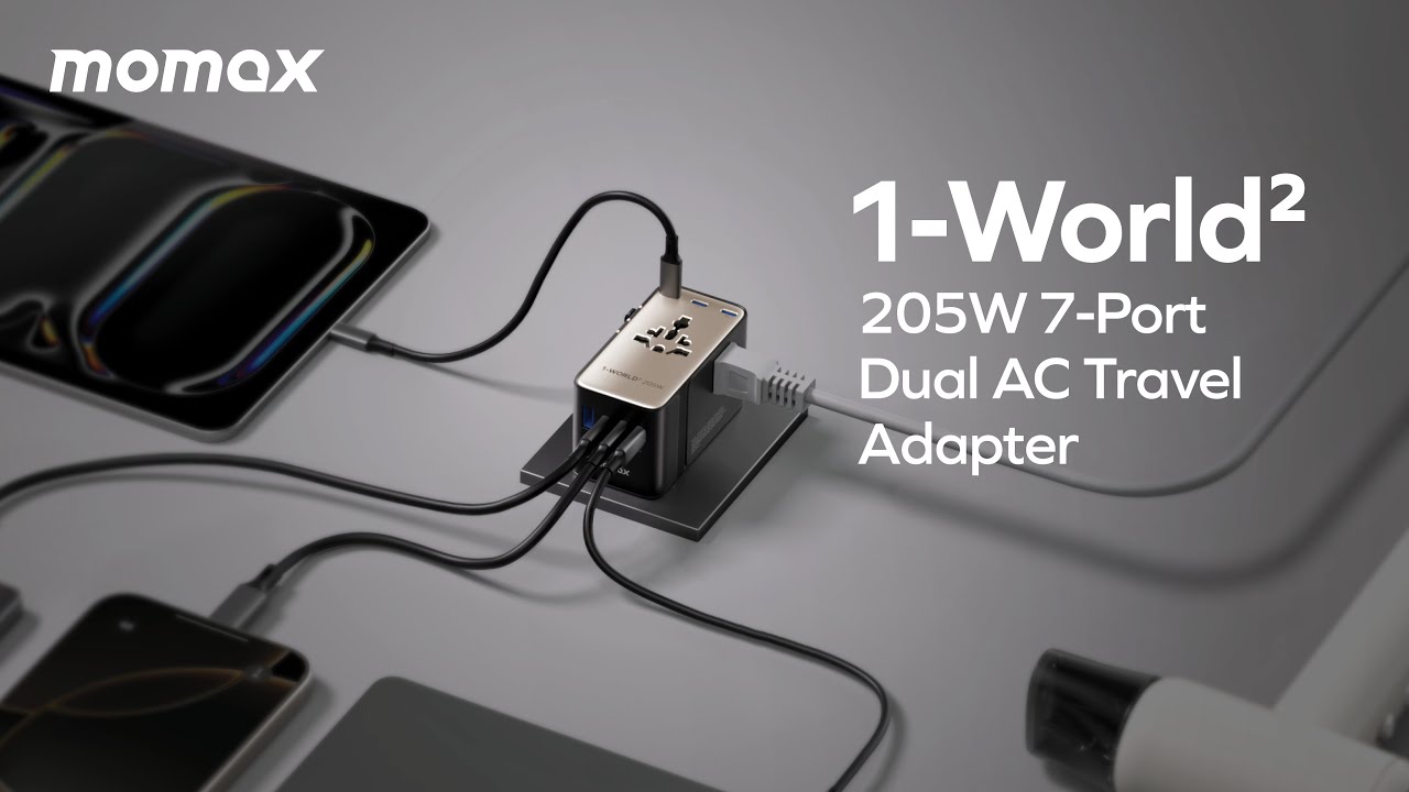[ Momax ] World&rsquo;s First | 1-World&sup2; 205W GaN Travel Adapter