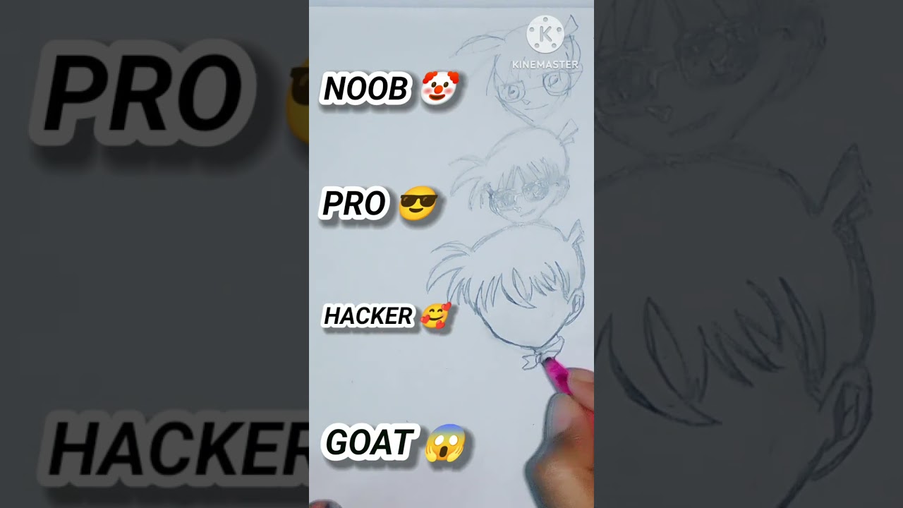 Detective Conan noob vs pro vs hacker vs goat🐐 drawing #shorts #art #drawing #anime #pencil #conan