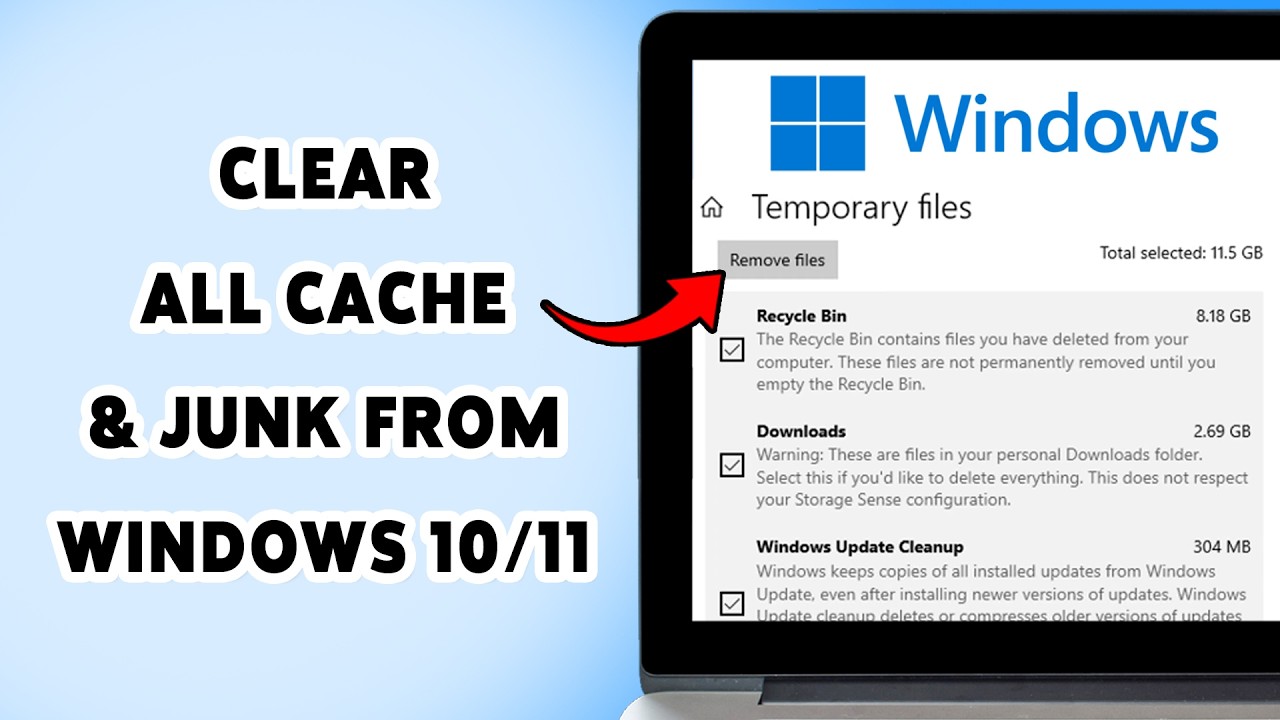 Как очистить весь кэш и ненужные данные в Windows 10/11 | Удаление файлов кэша и ненужных данных ...