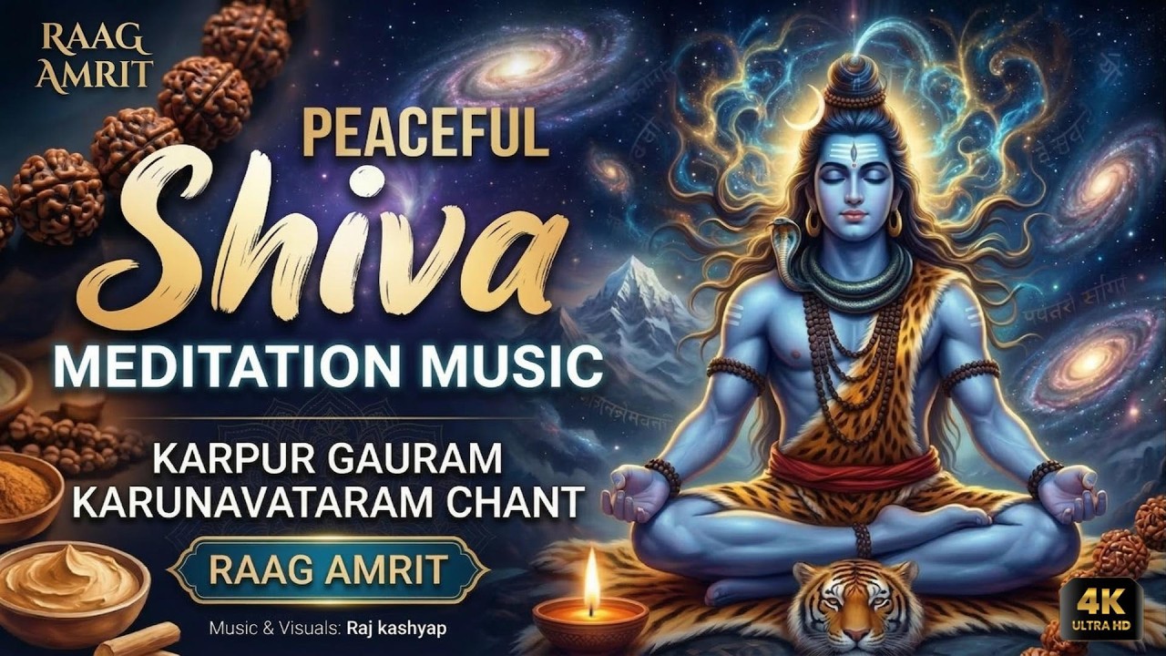 Peaceful Shiva Meditation Music | Karpur Gauram Karunavataram Chant | Raag Amrit