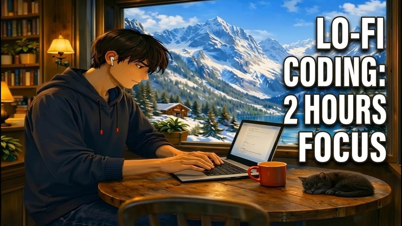 Lo-Fi for Coding 💻 2 Hours • Focus Beats • Cozy Cabin & Sleeping Cat (No Vocals)