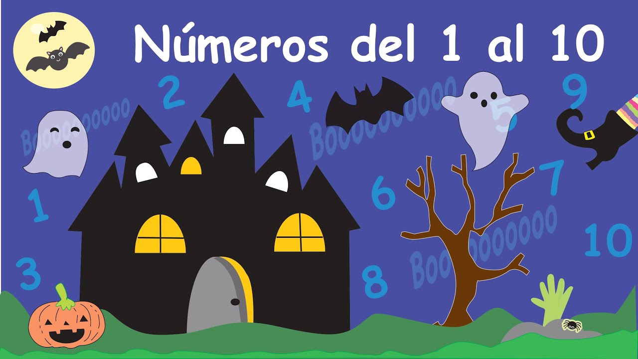 Los números del 1 al 10 con dibujos divertidos de Halloween