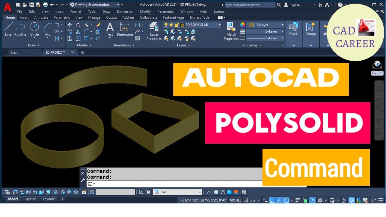 POLYSOLID COMMAND AutoCAD 3D || CREATING WALLS USING POLYSOLID || AutoCAD 3D TUTORIAL