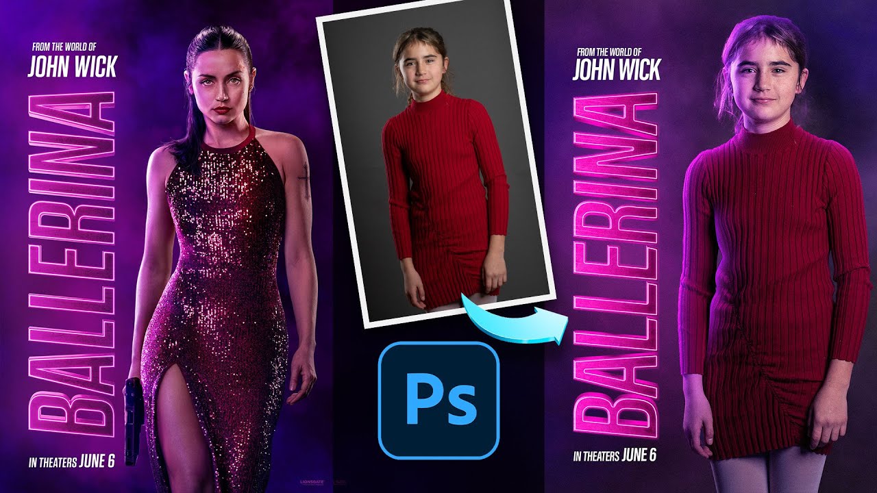 Transform Your Portrait into a John Wick Ballerina Poster in Photoshop!