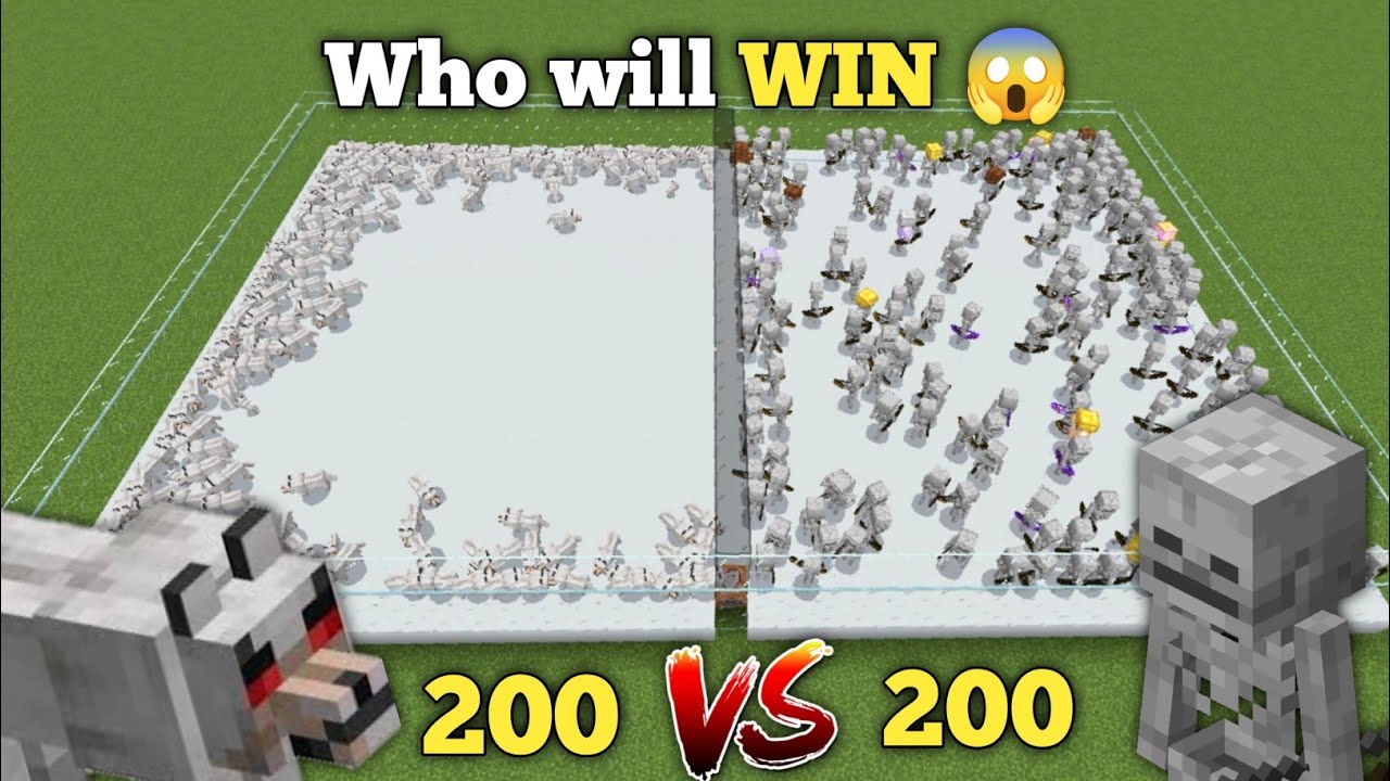200 Wolf VS 200 Skeleton | Minecraft Mob Battle