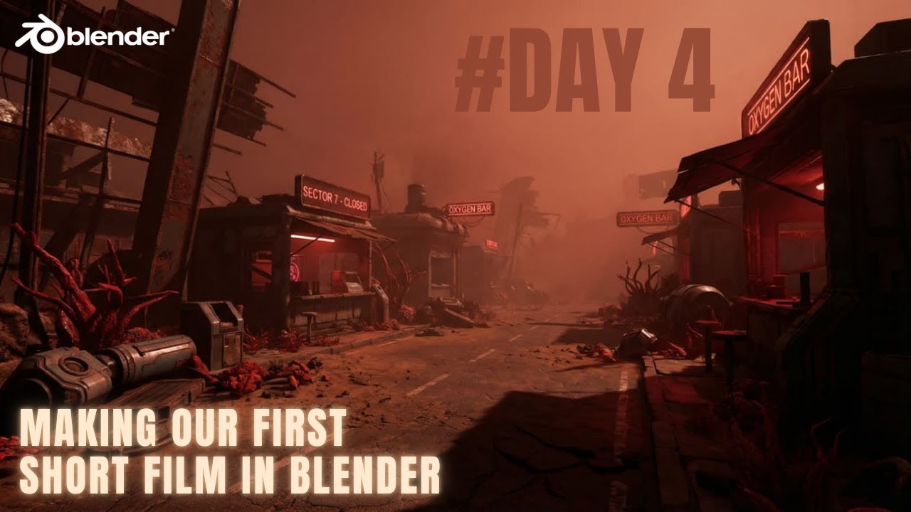 #DAY4 OF MAKING OUR FIRST SHORT FILM IN BLENDER || THE LINE