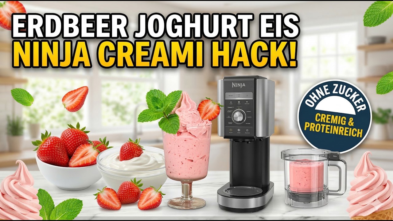 Ninja Creami (Deluxe) Erdbeer Griechischer Joghurt Eis ohne Zucker