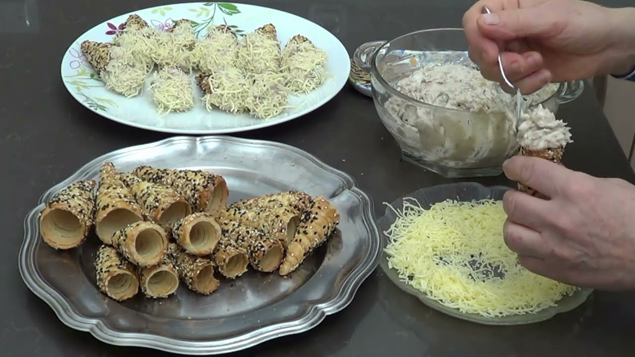 Cornets salé à la sauce blanche et au thon recette facile كورني مالح بالتن وصفة سهلة و سريعة