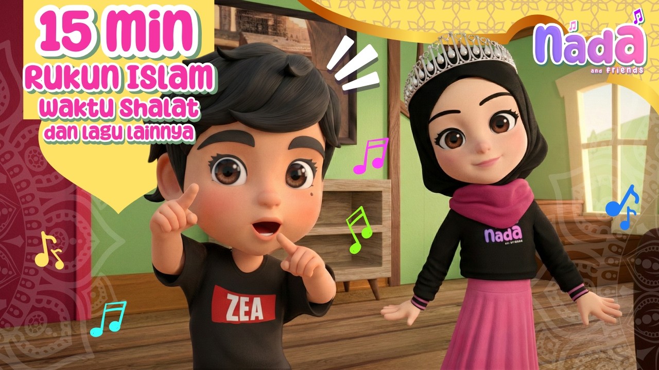 Rukun Islam, Waktu Shalat, dan Lagu Lainnya - 4K - 15 Menit Kompilasi Lagu Anak Islami