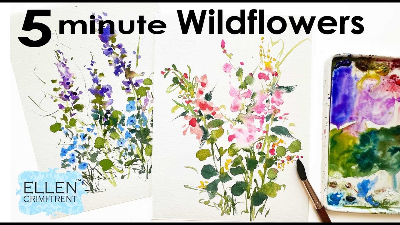 EASY watercolor wildflowers in 5 minutes!!