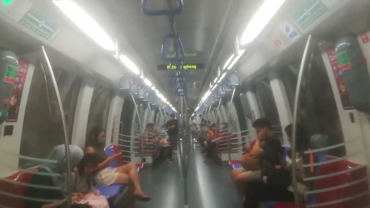 Front view. Singapore MRT C751C set 7061/7062 North East Line ride from Sengkang to Kovan.
