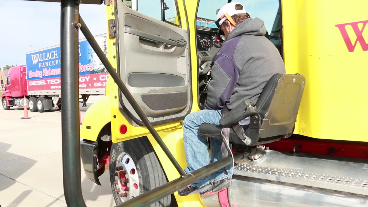 James Ledford, a wheelchair user, uses lift for CDL training