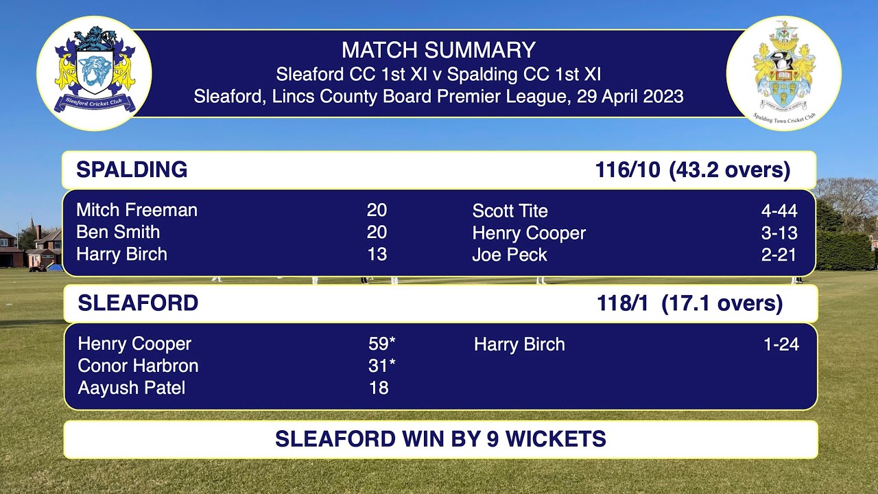 Sleaford CC 1st XI v Spalding CC 1st XI 29th April 2023
