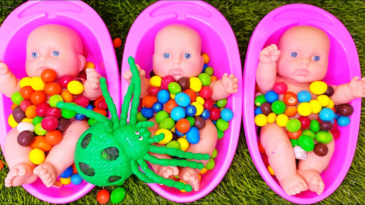 8 Minutes Satisfying Full of 3 Rainbow Bathtub's Candy with M&M's Magic slime Asmr Video