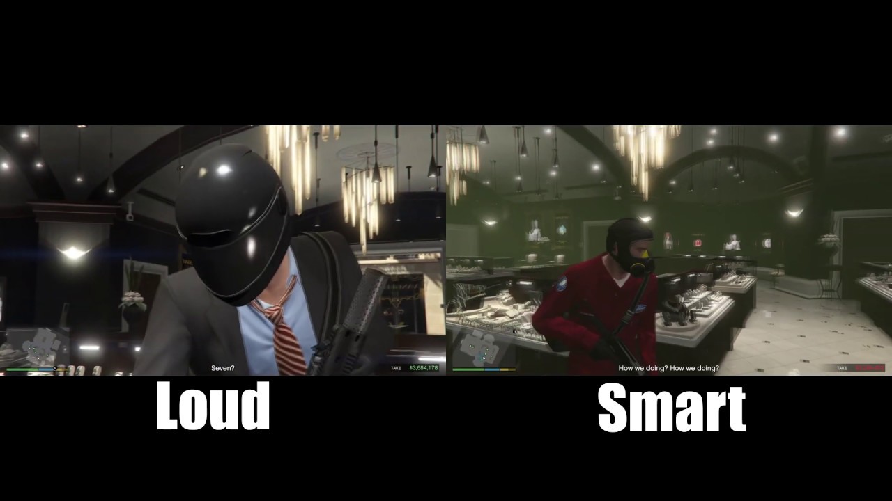 GTA 5 - THE JEWEL STORE JOB SMART AND LOUD COMPARISON
