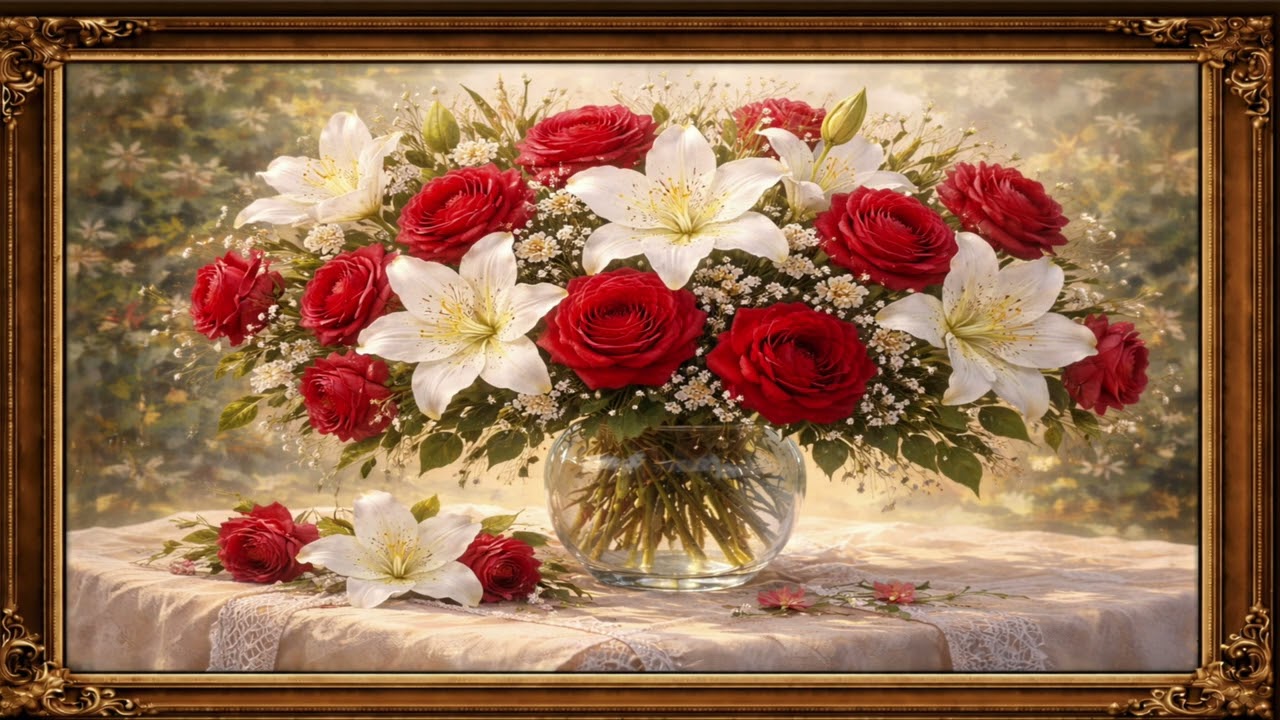 1 Hour | Frame Art  |TV Screen| 4K | still world #rose&lily
