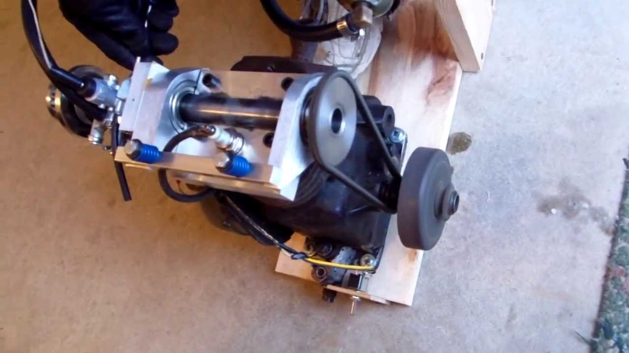 Homemade 4 Stroke Rotary Valve Engine Run 2
