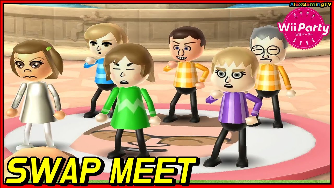 Wii Party (Wii パーティー) Swap Meet (Eng Sub) Daddy vs Cole vs Naomi vs Holly | AlexGamingTV