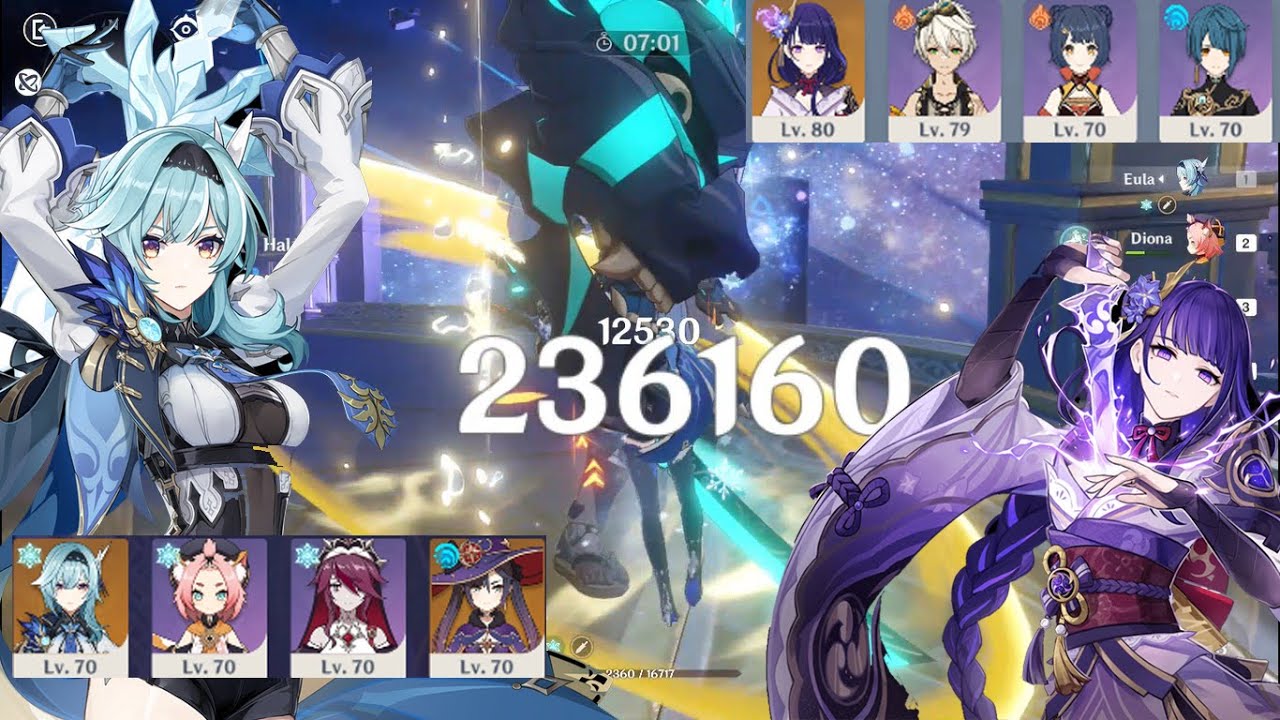 Raiden National & Eula Destroy Spiral Abyss Floor 12 - Genshin Impact