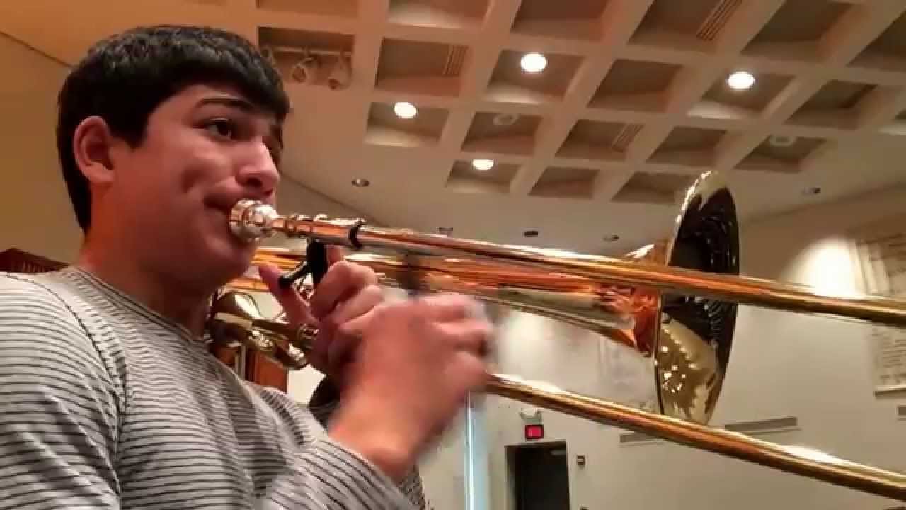 F major scale on trombone