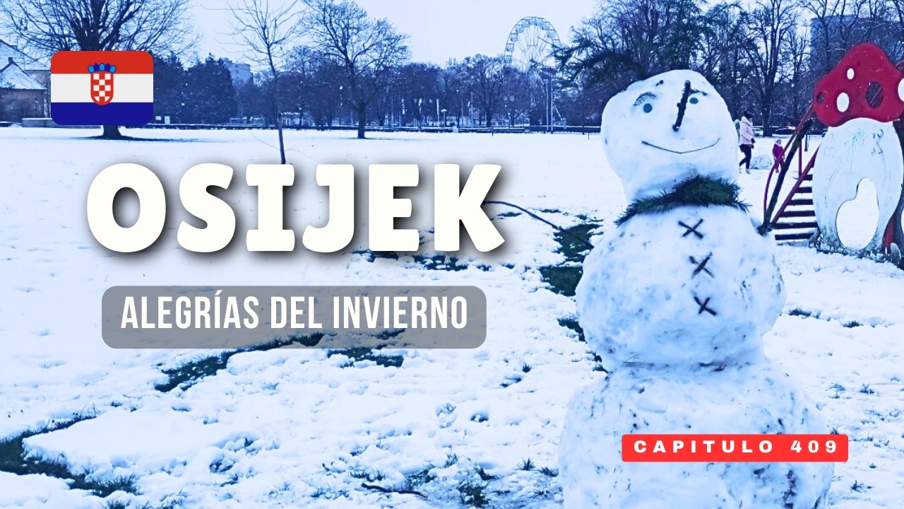 Así se vive un día de nieve en Osijek, Croacia
