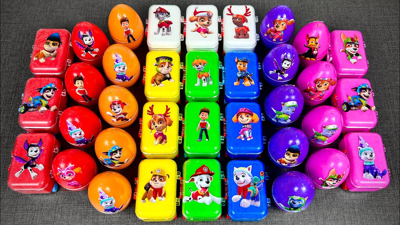 Paw Patrol Surprise Egg & Suitcase Slime Hunt! Ryder, Marshall, Chase, Skye ASMR Satisfying Reveal