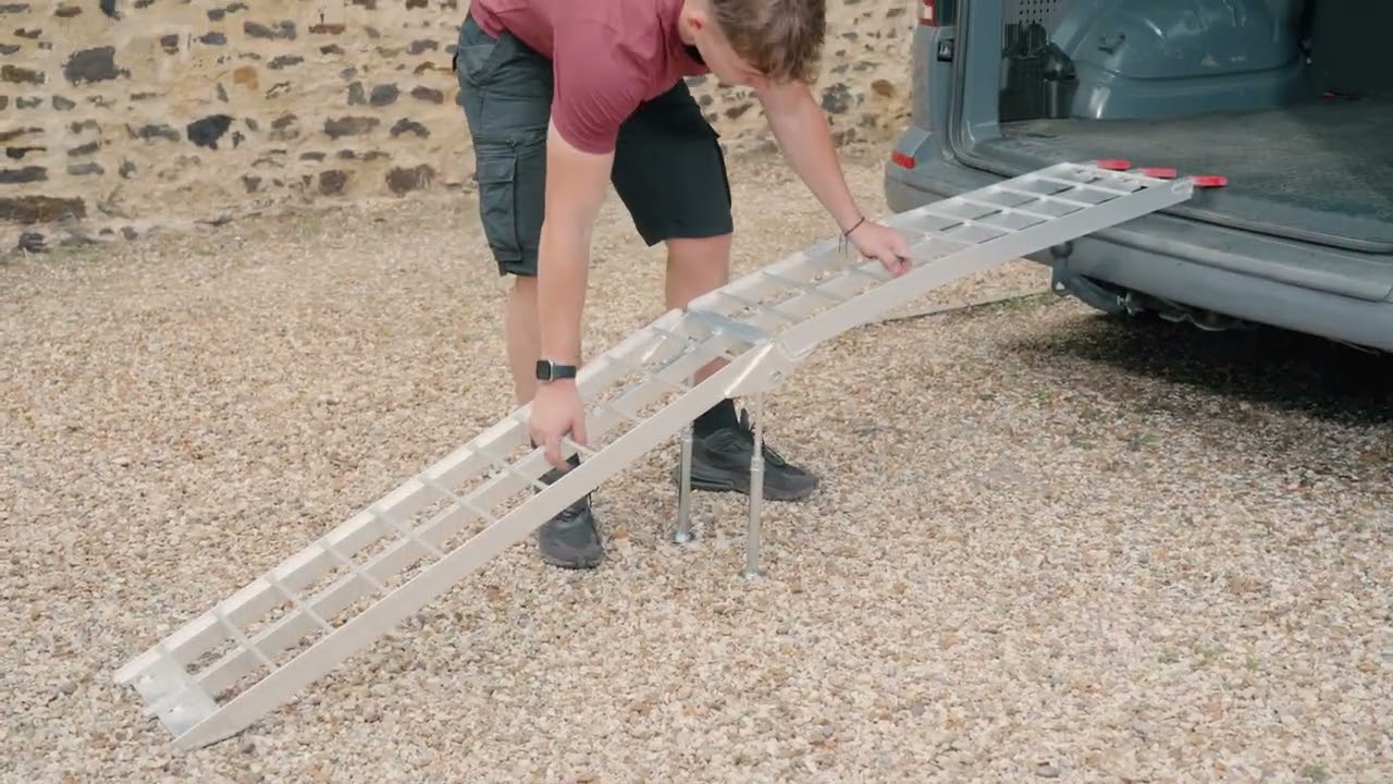 Heavy Duty Loading Ramp with Support Legs and Bar Grip Surface (2200mmx282mm) | The Ramp People