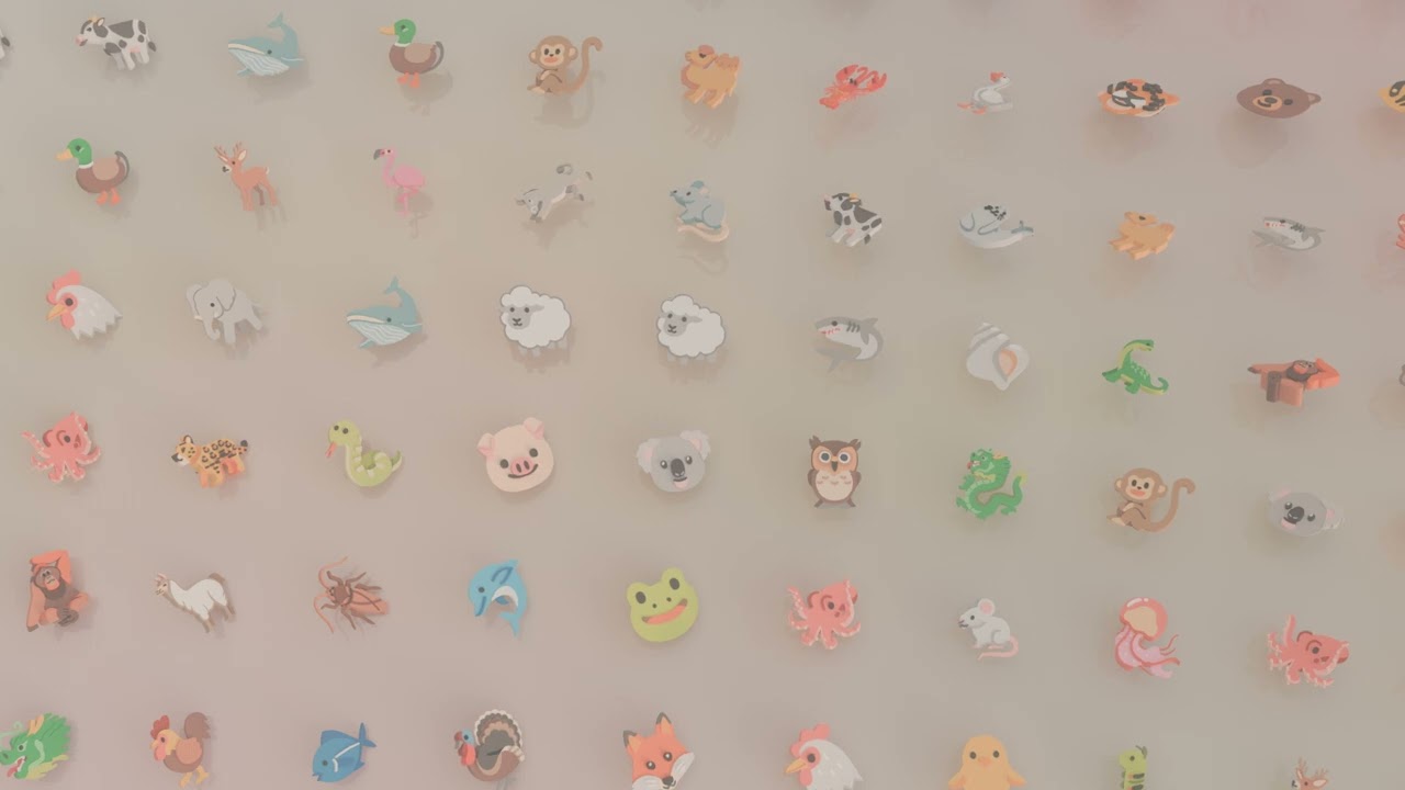 Waving Animal Pins: A Whimsical 3D Emoji Animation