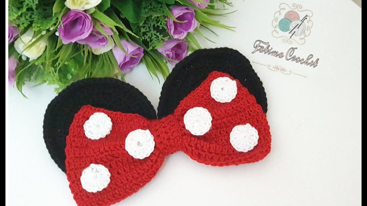 كروشيه فيونكه ميكي ماوس بالكروشيه لتزيين الملابس Fatima crochet