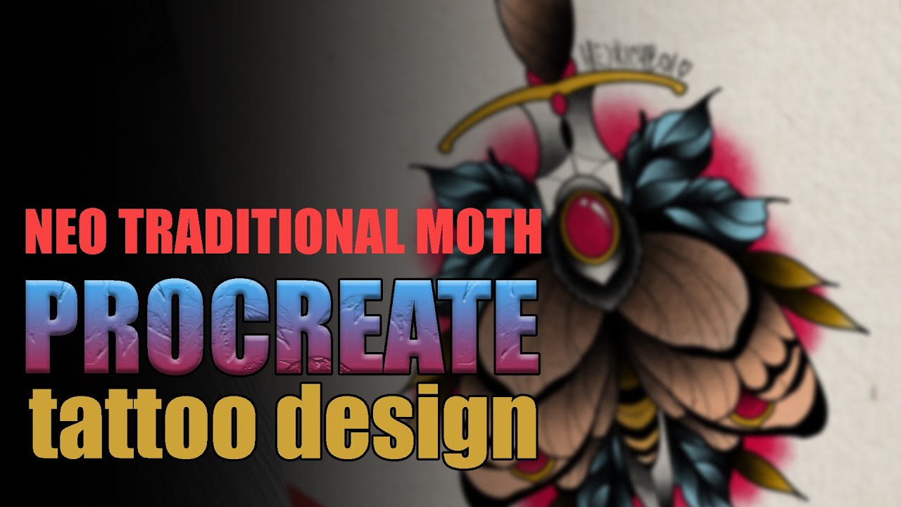 Neo Traditional Moth - Procreate Tattoo Drawing