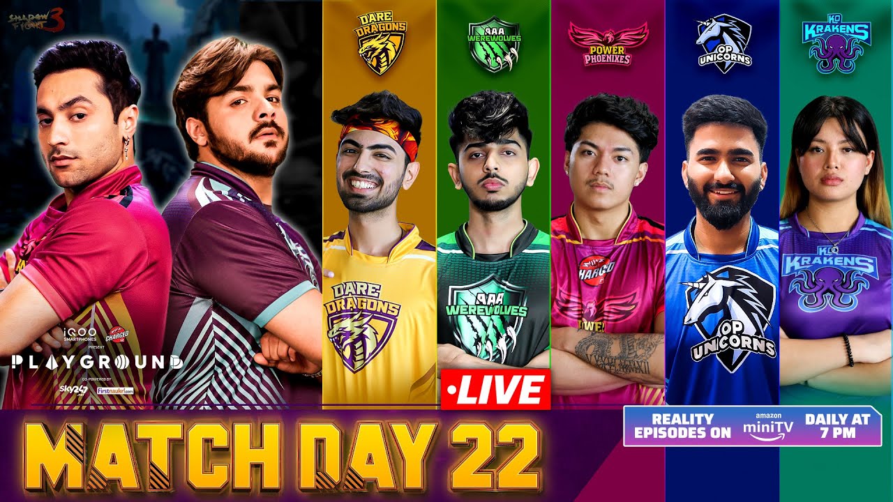 PLAYGROUND 2 MATCH DAY 22 LIVE | Ft Harsh Beniwal, Ashish, CarryMinati, Triggered Insaan & ScoutOP
