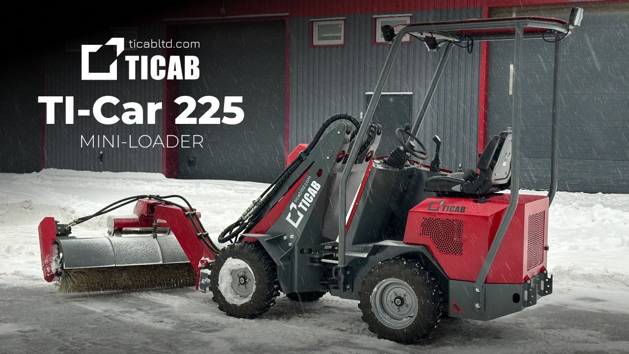 TI-Car 225 Mini Loader in Action: Snow Removal with Blade & Road Sweeper | TM TICAB