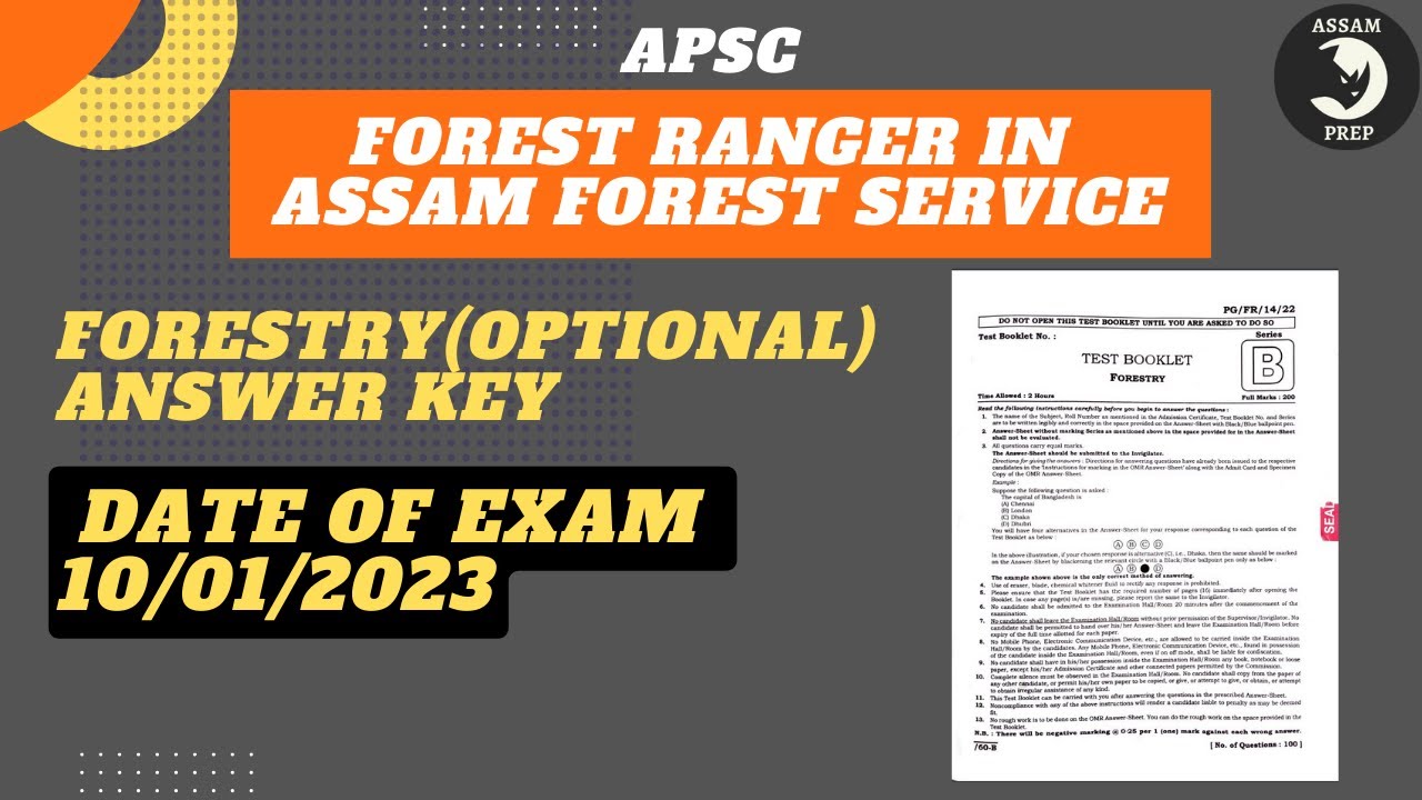 ASSAM FOREST RANGER FORESTRY (OPTIONAL) PAPER SOLUTION 2022-2023 || APSC || AFS EXAM ANSWER KEY 2023