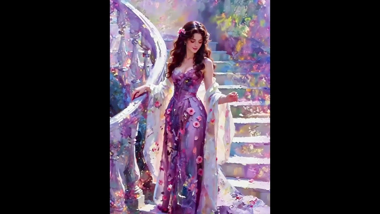 oil paint girl/Come, look at the painting | Dreamy Purple #oilpaintingstyle #art #painting #aiart