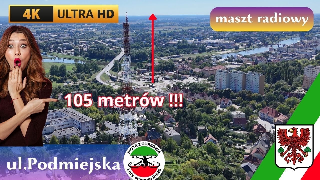 Gorzów Wielkopolski. [19.08.2025]ul. Podmiejska, MASZT RADIOWY wysokość 105 metrów.