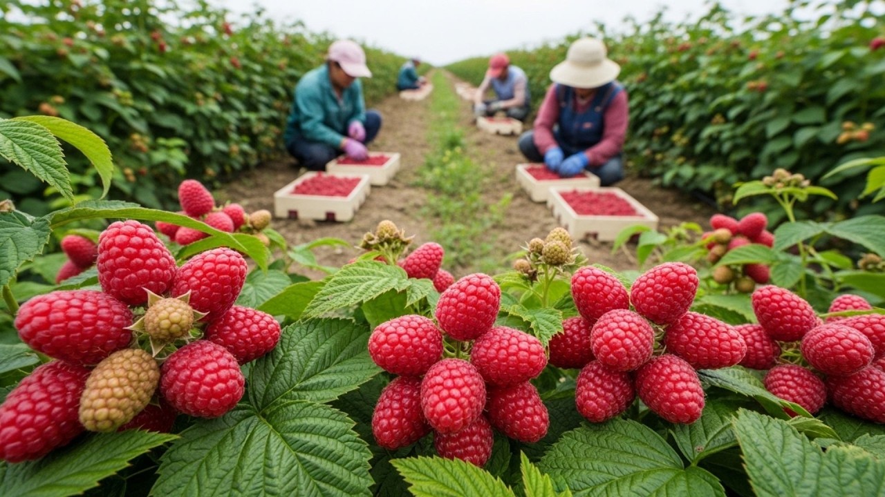 Amazing Raspberry Factory Harvesting Millions This Way | Agricultural Secrets